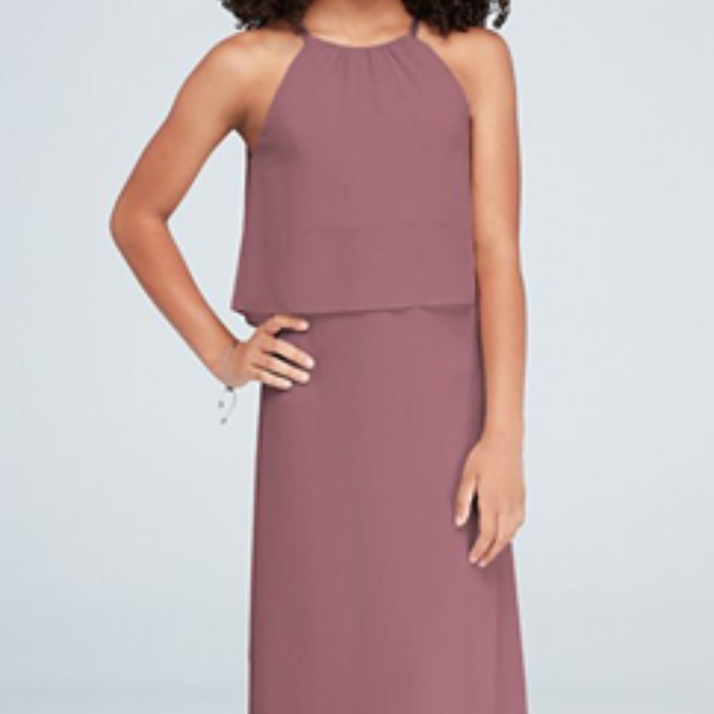 DB STUDIO // flounced crinkle chiffon junior bridesmaid dress // STYLE# JB9879